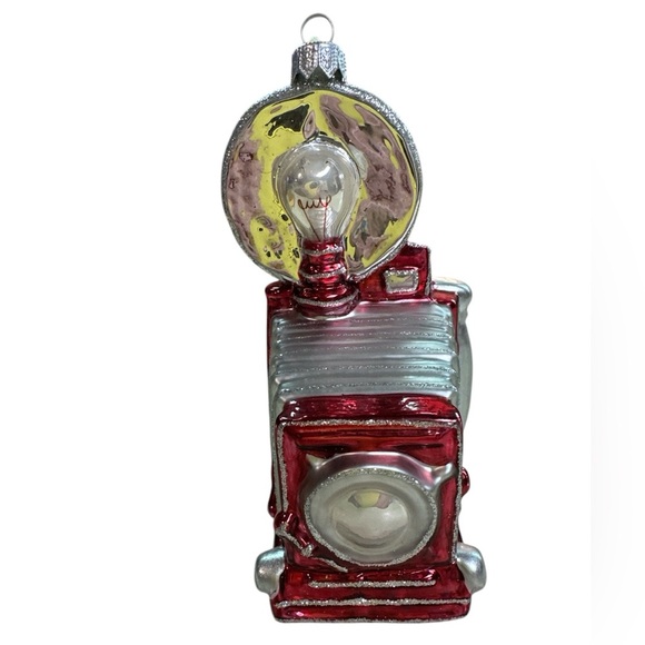 Hand Blown Glass Ornament Poland ~ Red Camera/Polaroid Vintage - Picture 1 of 6
